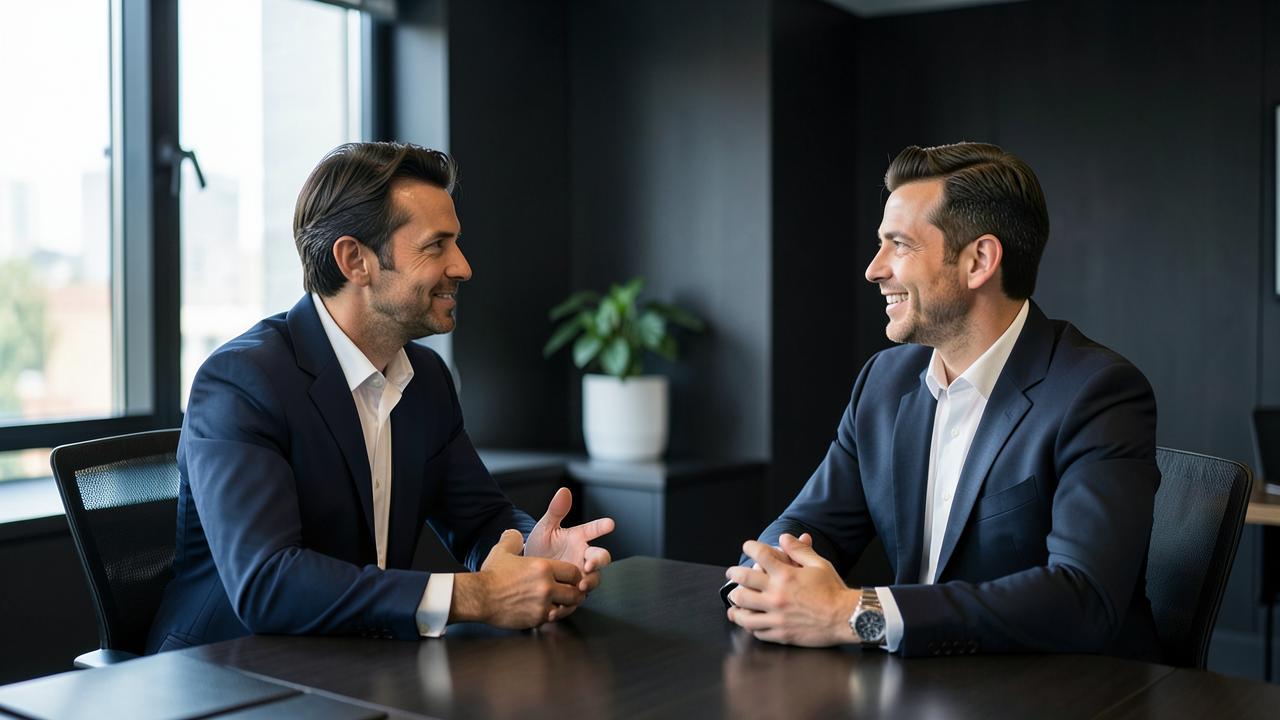 Séance de coaching exécutif entre deux professionnels