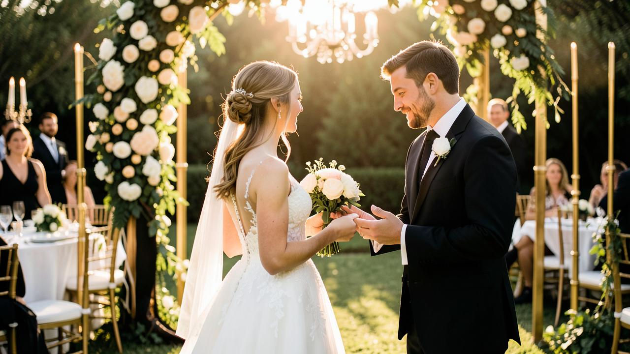 Cérémonie de mariage élégante accompagnée par un célébrant